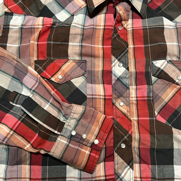 Vintage Wrangler Shirt 18-35 X Long Tails Pearl Snap Cowboy Cut Western‎ Plaid - Picture 6 of 7